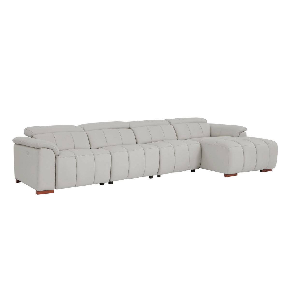 Modern Electric Wall-Hugger Reclining L-Shaped Leather Sofa with USB Port