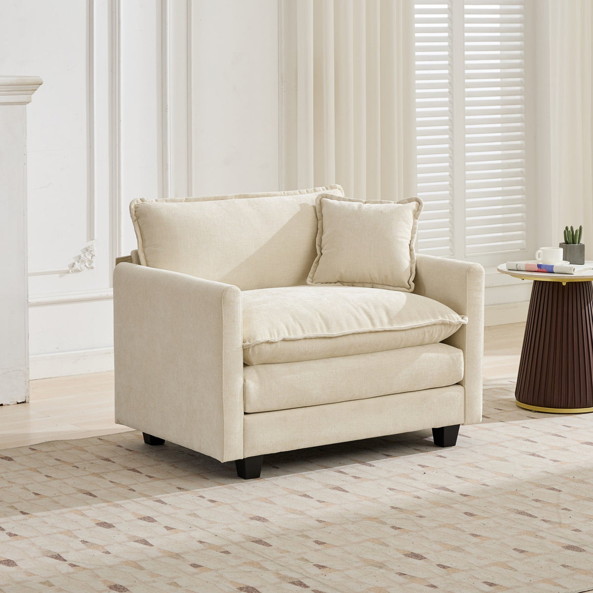 Cloud Sofa Single Seat, Modern Couch, Chenille Fabric