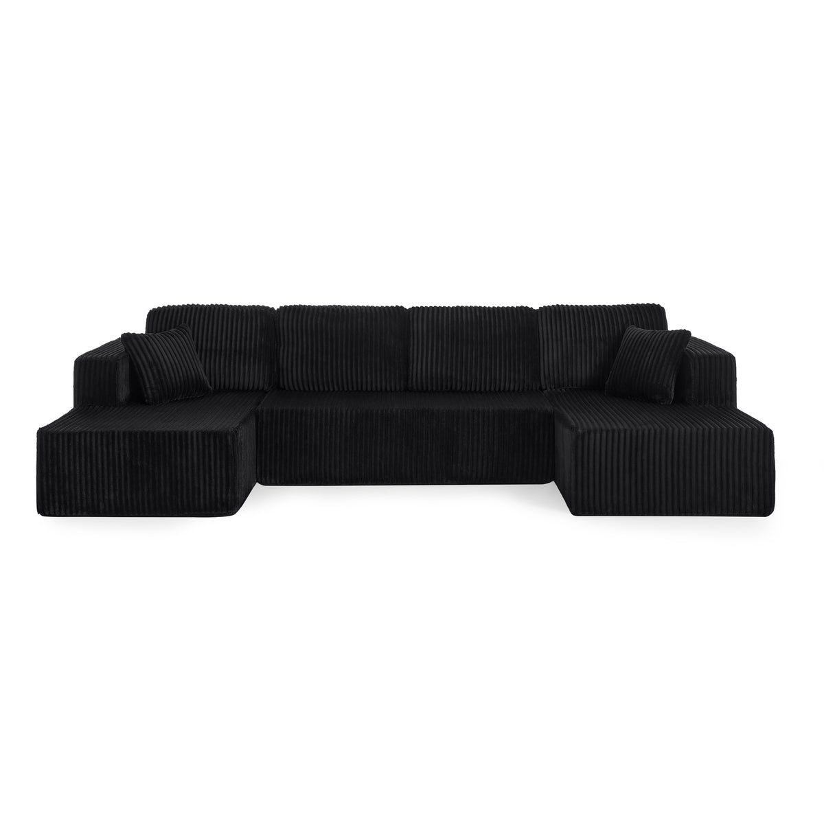 U-Shaped Modular Corduroy Sectional Sofa, Compressed Sleeper Couch