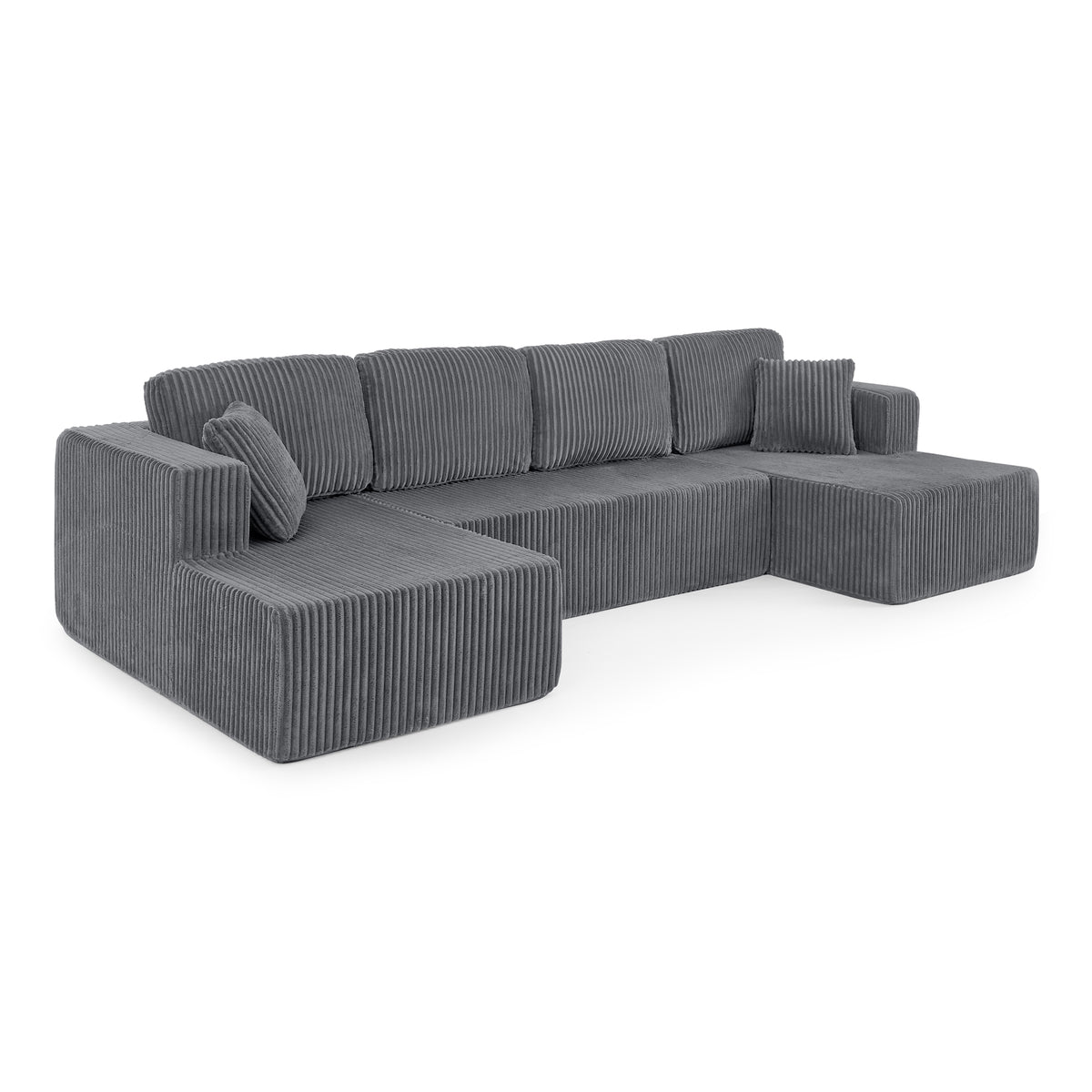 U-Shaped Modular Corduroy Sectional Sofa, Compressed Sleeper Couch