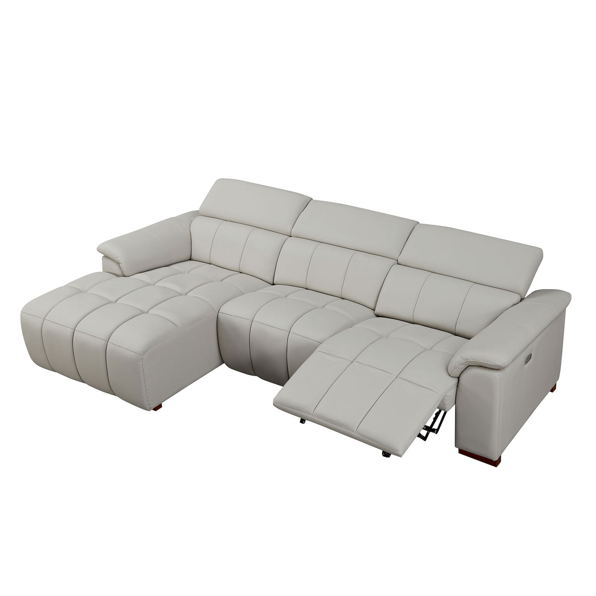 Modern Electric Wall-Hugger Reclining L-Shaped Leather Sofa with USB Port
