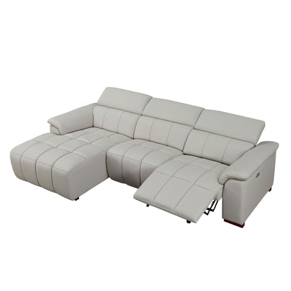 Modern Electric Wall-Hugger Reclining L-Shaped Leather Sofa with USB Port