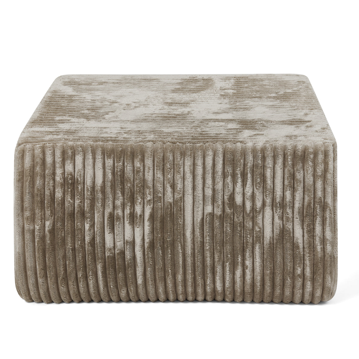 Square Striped Corduroy Modular Ottoman Cube, Upholstered Footstool