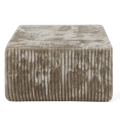 Square Striped Corduroy Modular Ottoman Cube, Upholstered Footstool