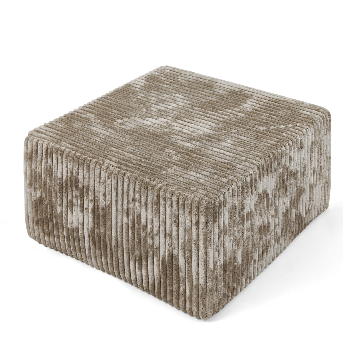 Square Striped Corduroy Modular Ottoman Cube, Upholstered Footstool