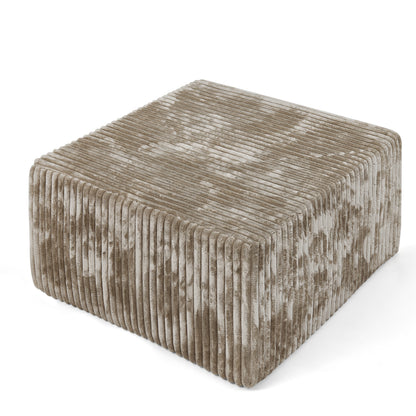 Square Striped Corduroy Modular Ottoman Cube, Upholstered Footstool