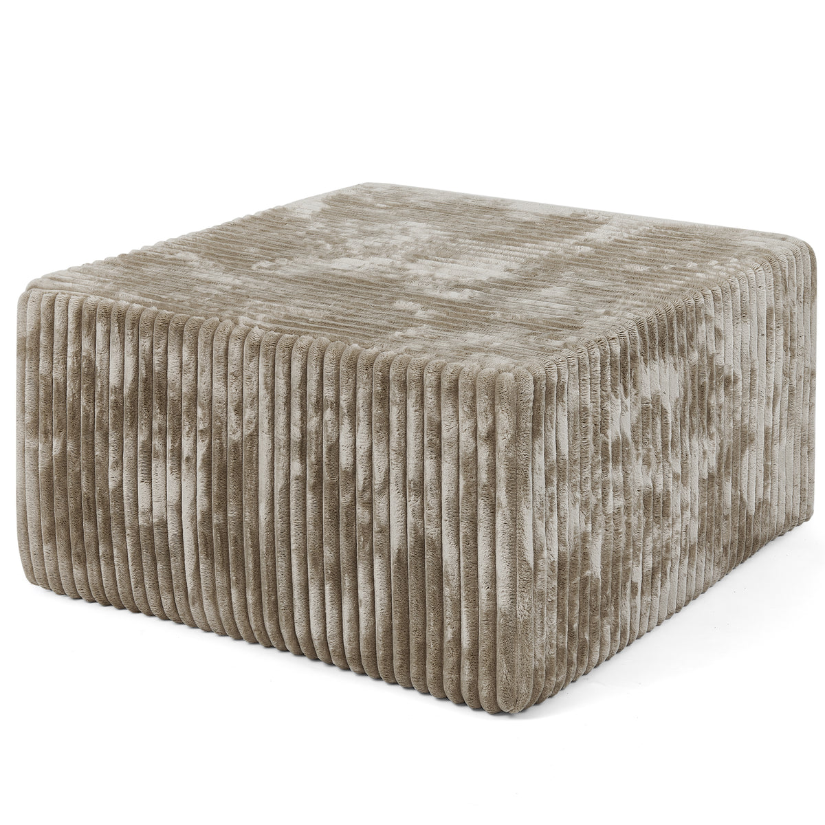 Square Striped Corduroy Modular Ottoman Cube, Upholstered Footstool
