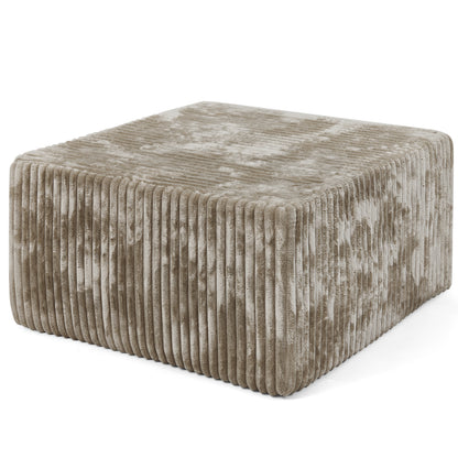 Square Striped Corduroy Modular Ottoman Cube, Upholstered Footstool
