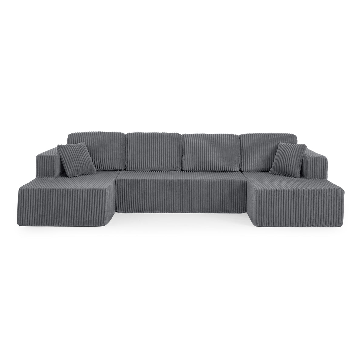 U-Shaped Modular Corduroy Sectional Sofa, Compressed Sleeper Couch