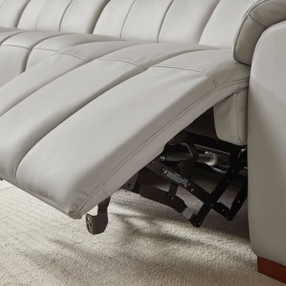 Modern Electric Wall-Hugger Reclining L-Shaped Leather Sofa with USB Port