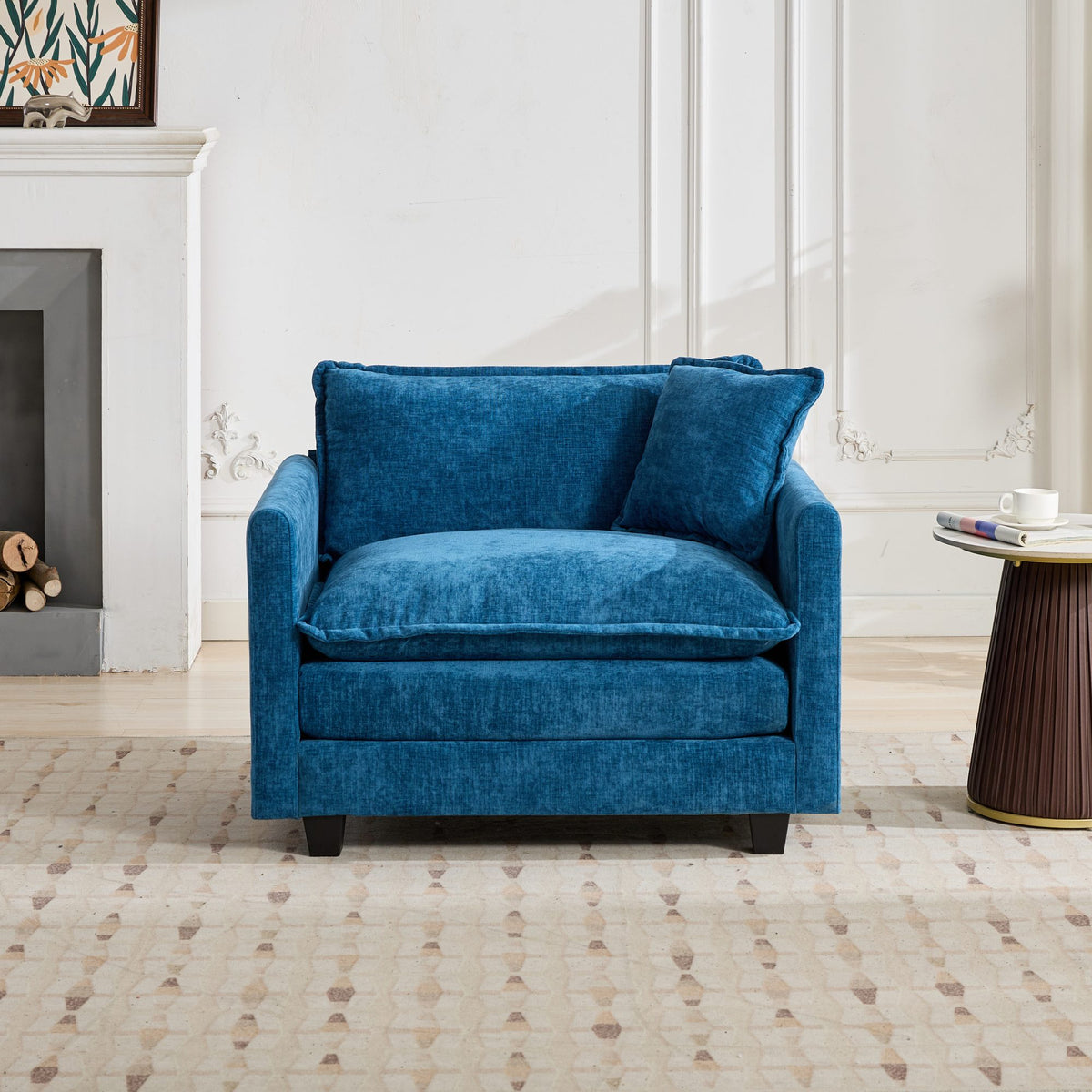 Cloud Sofa Single Seat, Modern Couch, Chenille Fabric