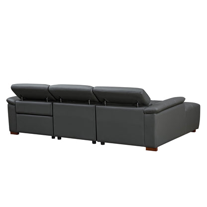 Modern Electric Wall-Hugger Reclining L-Shaped Leather Sofa with USB Port