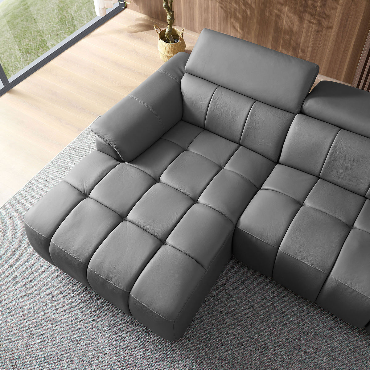 Modern Electric Wall-Hugger Reclining L-Shaped Leather Sofa with USB Port
