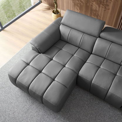 Modern Electric Wall-Hugger Reclining L-Shaped Leather Sofa with USB Port