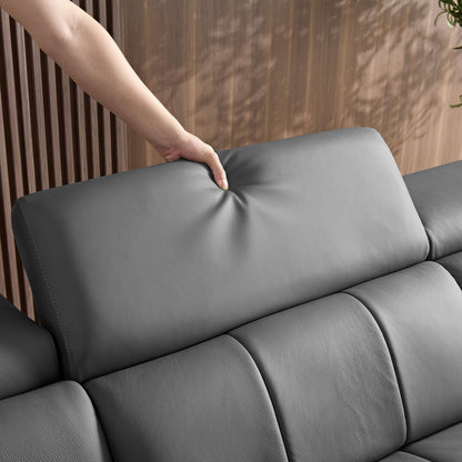 Modern Electric Wall-Hugger Reclining L-Shaped Leather Sofa with USB Port