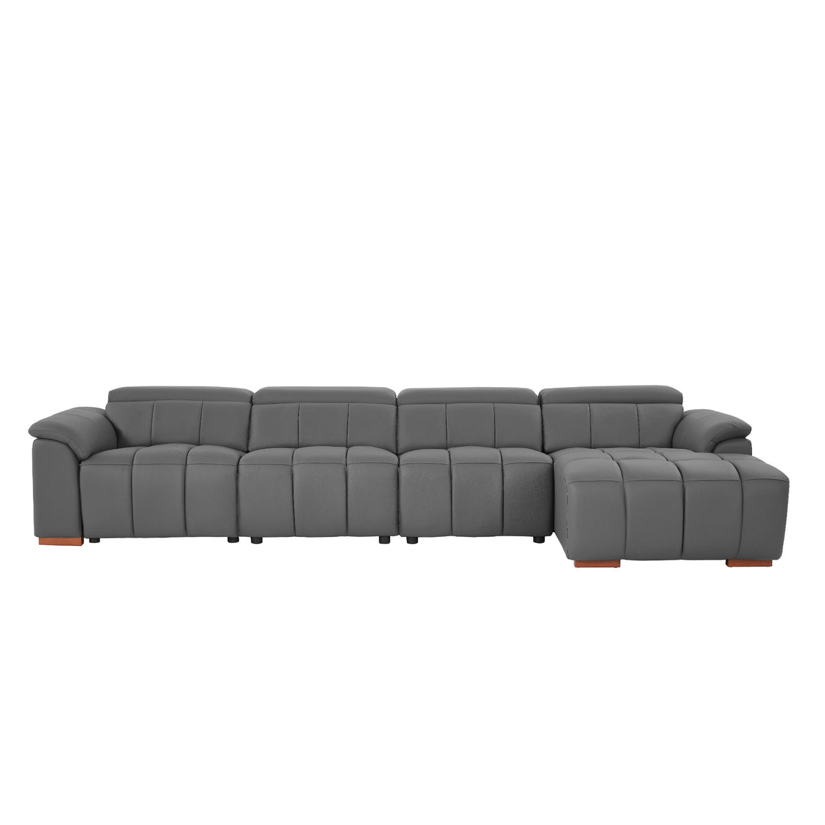 Modern Electric Wall-Hugger Reclining L-Shaped Leather Sofa with USB Port