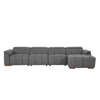 Modern Electric Wall-Hugger Reclining L-Shaped Leather Sofa with USB Port