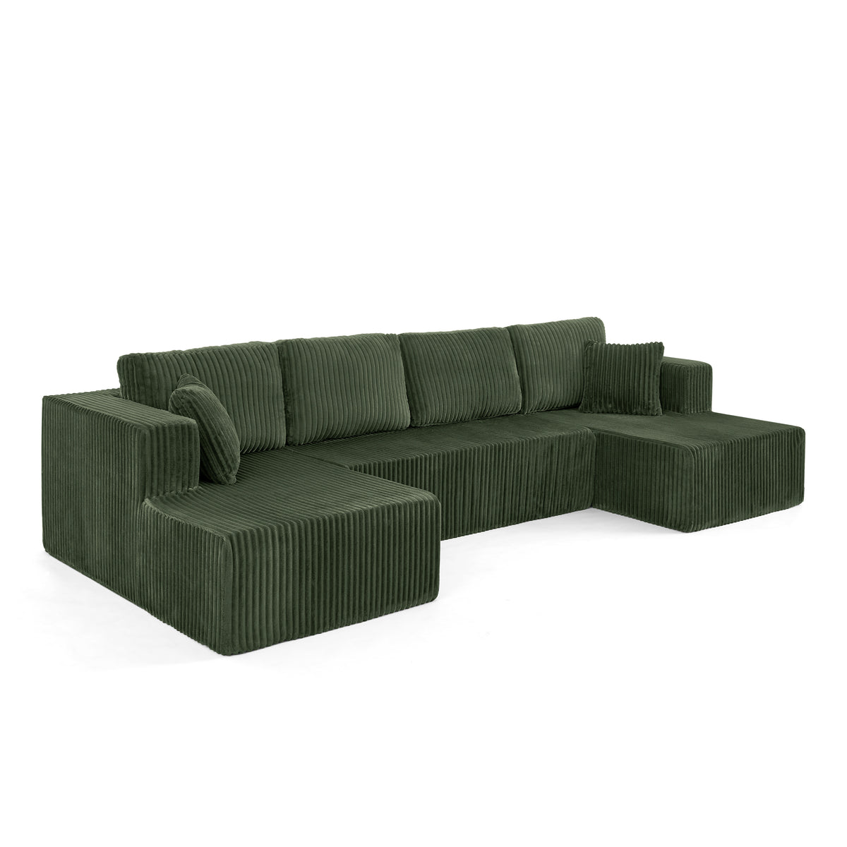 U-Shaped Modular Corduroy Sectional Sofa, Compressed Sleeper Couch