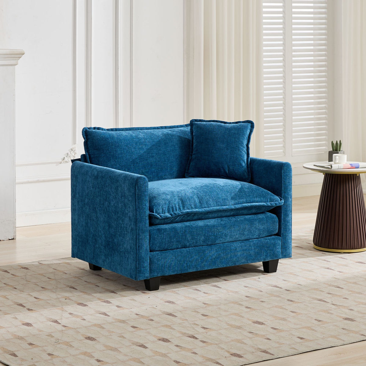 Cloud Sofa Single Seat, Modern Couch, Chenille Fabric
