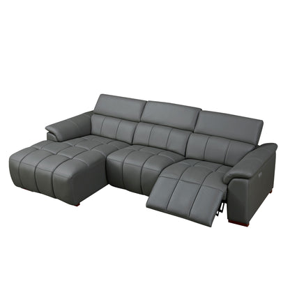 Modern Electric Wall-Hugger Reclining L-Shaped Leather Sofa with USB Port