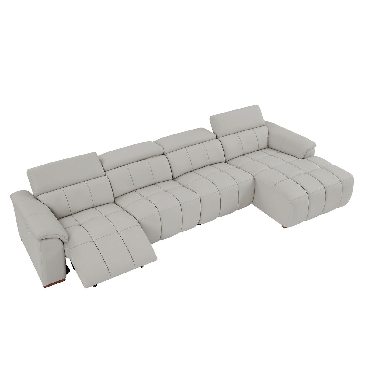 Modern Electric Wall-Hugger Reclining L-Shaped Leather Sofa with USB Port