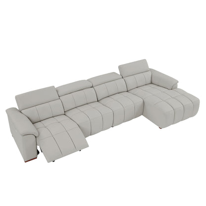 Modern Electric Wall-Hugger Reclining L-Shaped Leather Sofa with USB Port