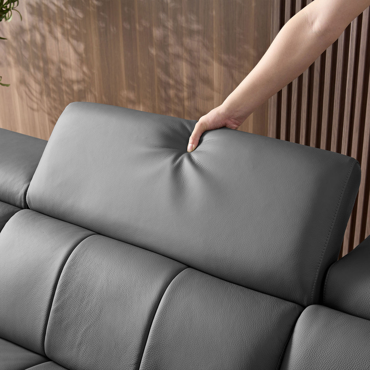 Modern Electric Wall-Hugger Reclining L-Shaped Leather Sofa with USB Port