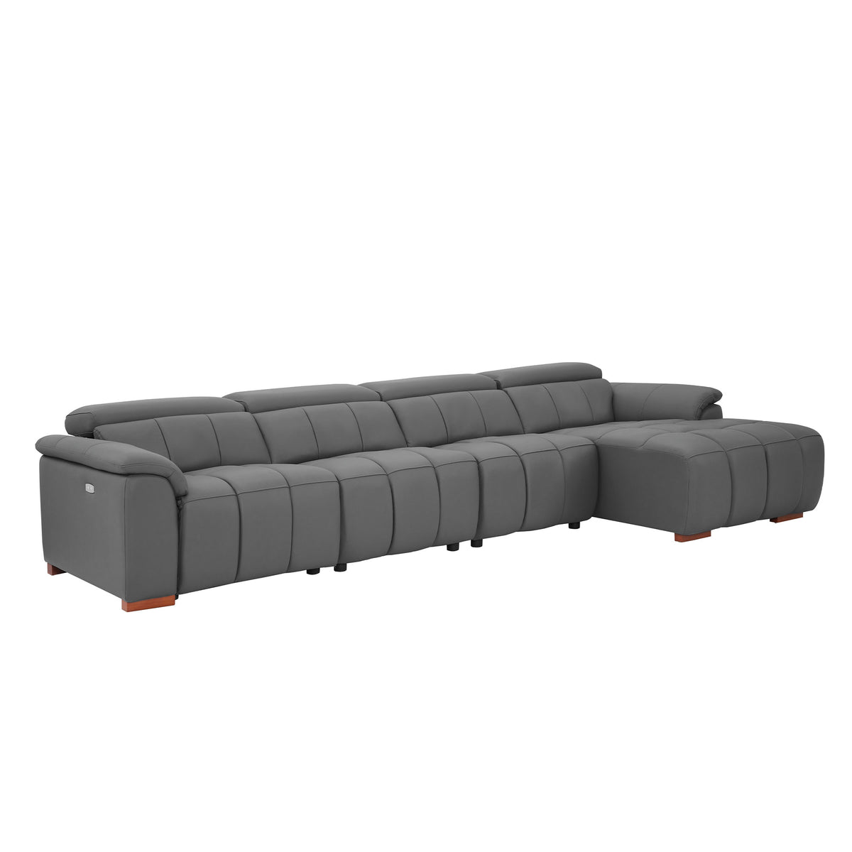Modern Electric Wall-Hugger Reclining L-Shaped Leather Sofa with USB Port