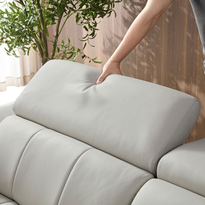 Modern Electric Wall-Hugger Reclining L-Shaped Leather Sofa with USB Port