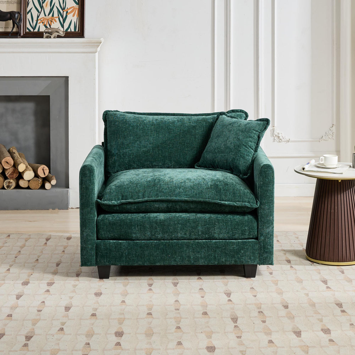 Cloud Sofa Single Seat, Modern Couch, Chenille Fabric
