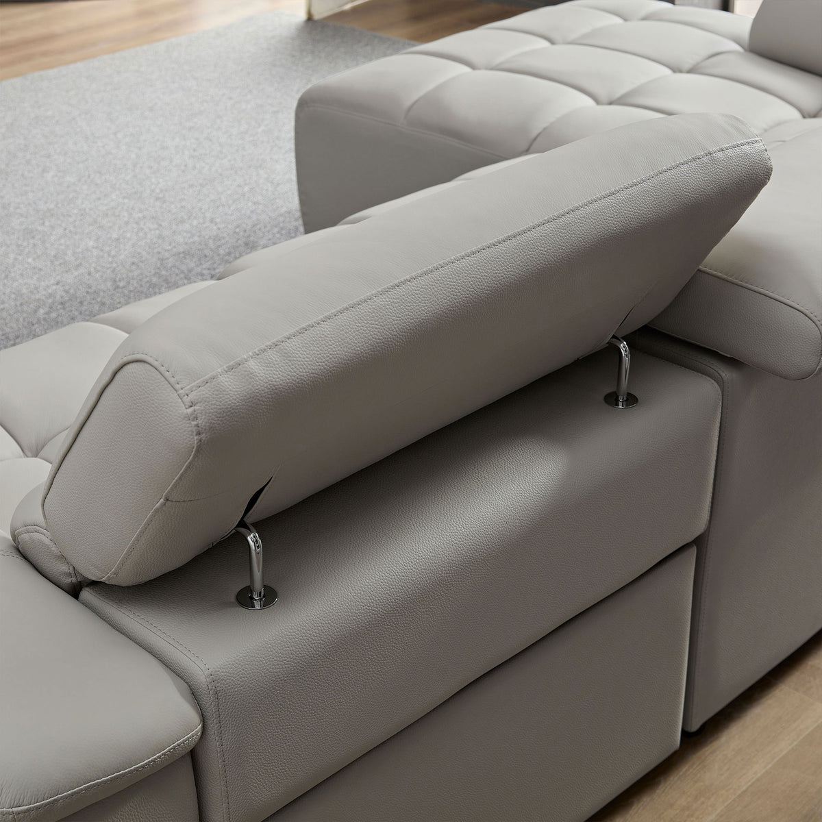 Modern Electric Wall-Hugger Reclining L-Shaped Leather Sofa with USB Port