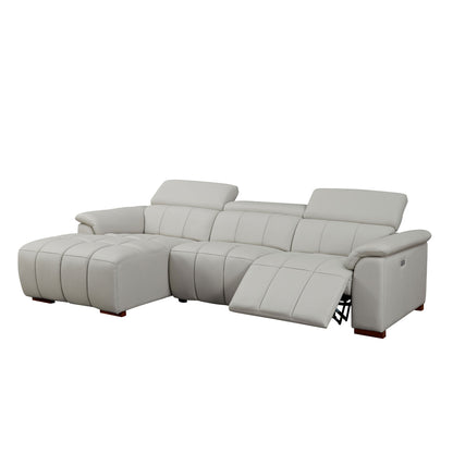Modern Electric Wall-Hugger Reclining L-Shaped Leather Sofa with USB Port