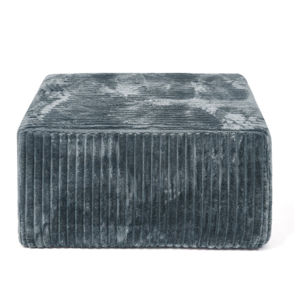 Square Striped Corduroy Modular Ottoman Cube, Upholstered Footstool