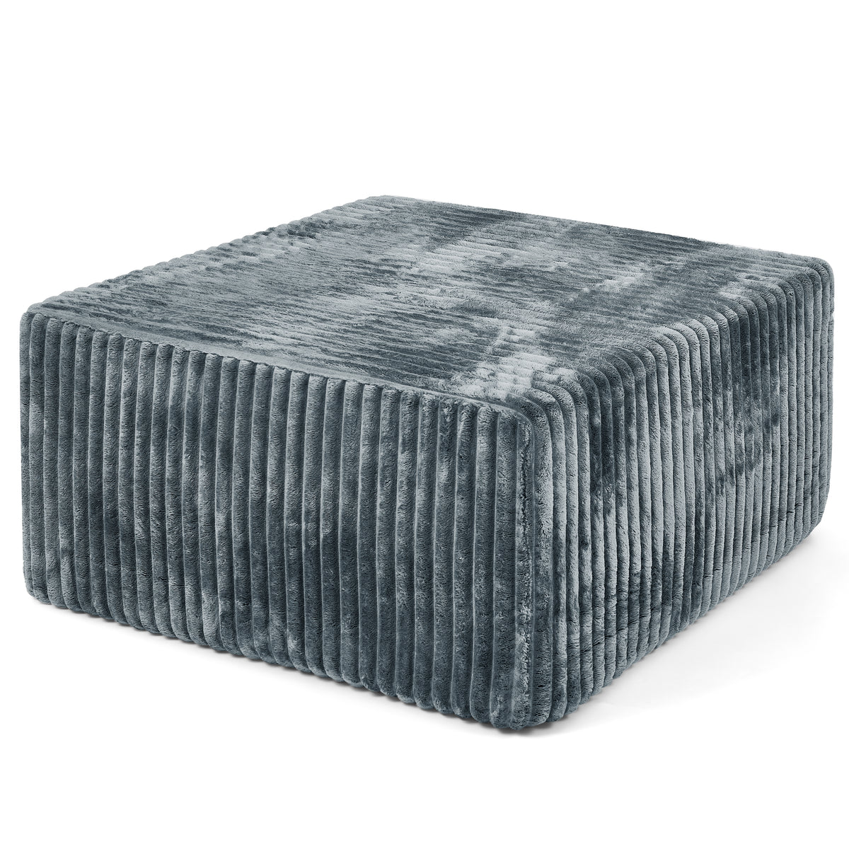 Square Striped Corduroy Modular Ottoman Cube, Upholstered Footstool
