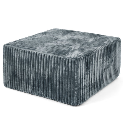 Square Striped Corduroy Modular Ottoman Cube, Upholstered Footstool
