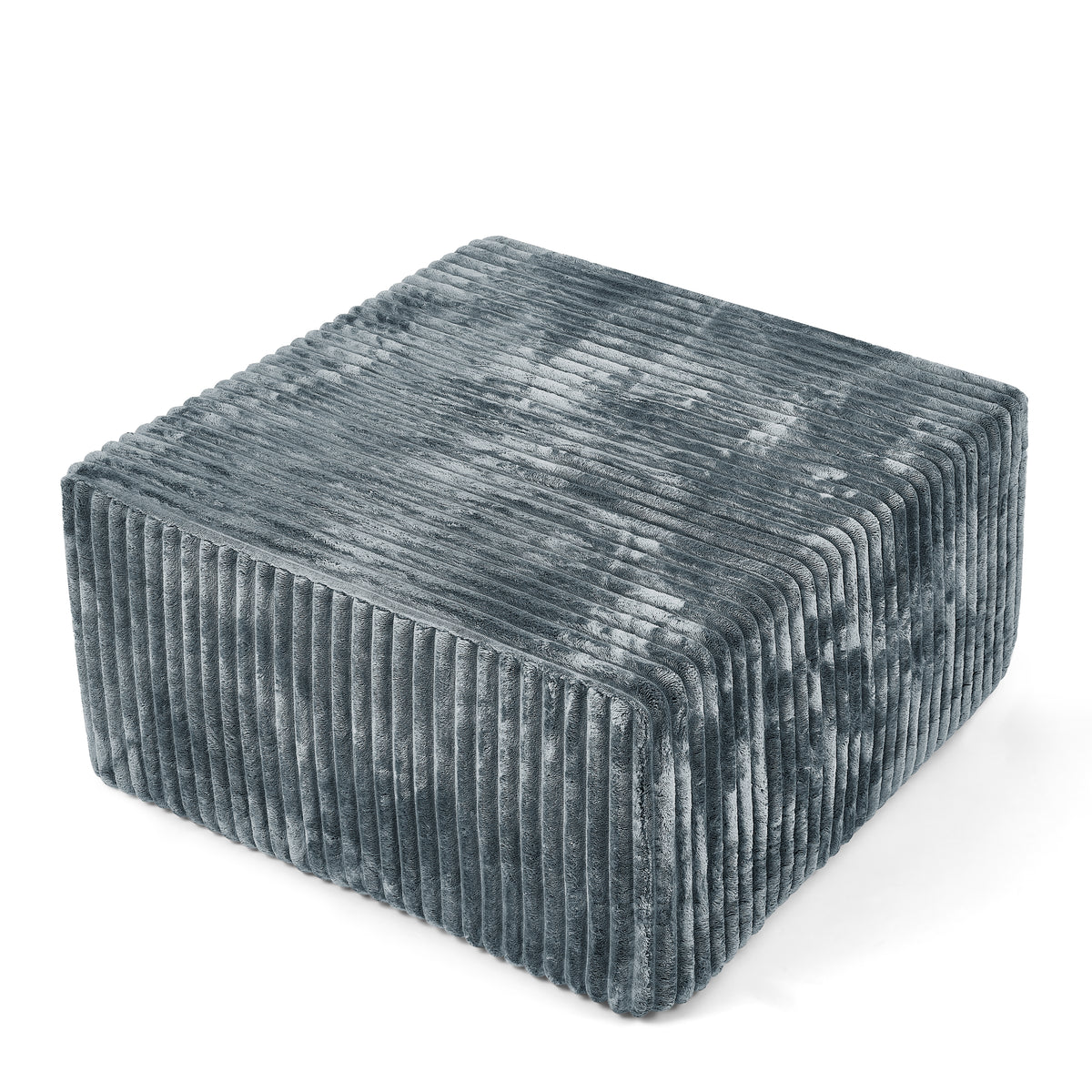 Square Striped Corduroy Modular Ottoman Cube, Upholstered Footstool