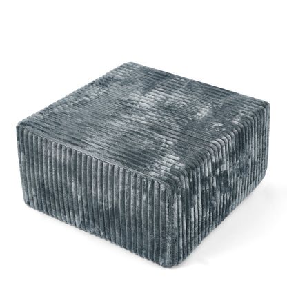Square Striped Corduroy Modular Ottoman Cube, Upholstered Footstool
