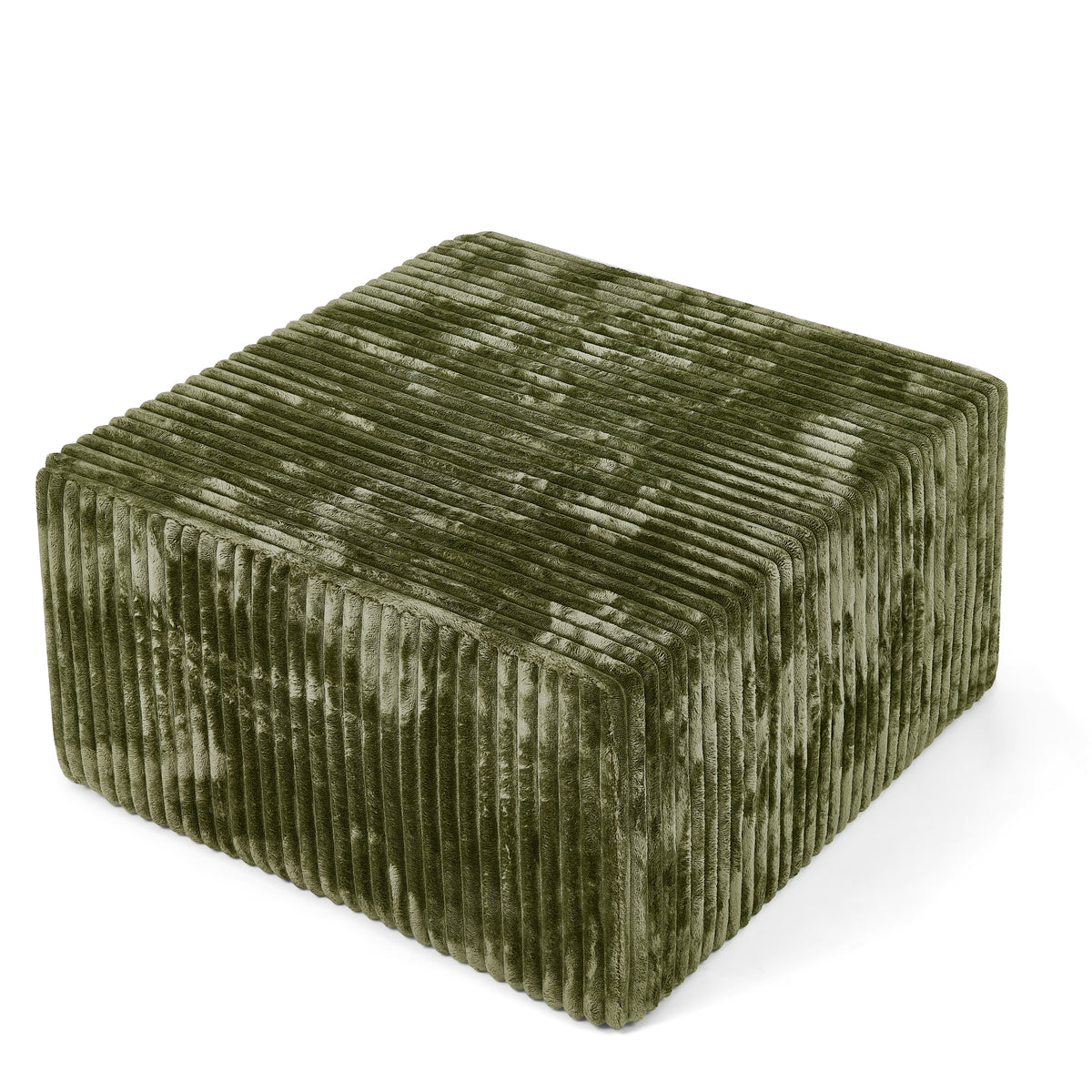Square Striped Corduroy Modular Ottoman Cube, Upholstered Footstool