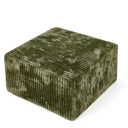 Square Striped Corduroy Modular Ottoman Cube, Upholstered Footstool