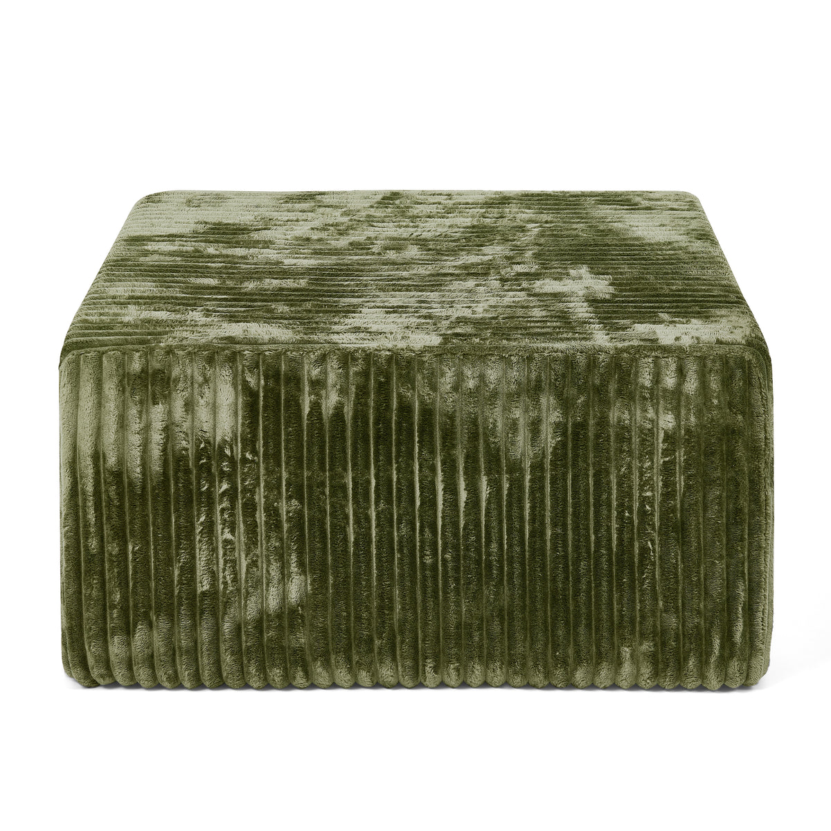 Square Striped Corduroy Modular Ottoman Cube, Upholstered Footstool