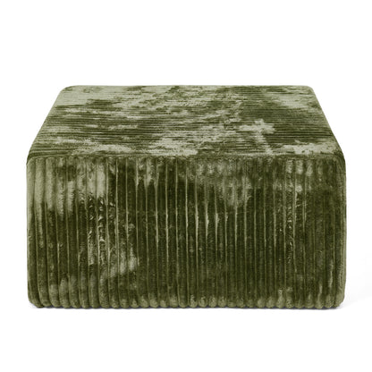 Square Striped Corduroy Modular Ottoman Cube, Upholstered Footstool