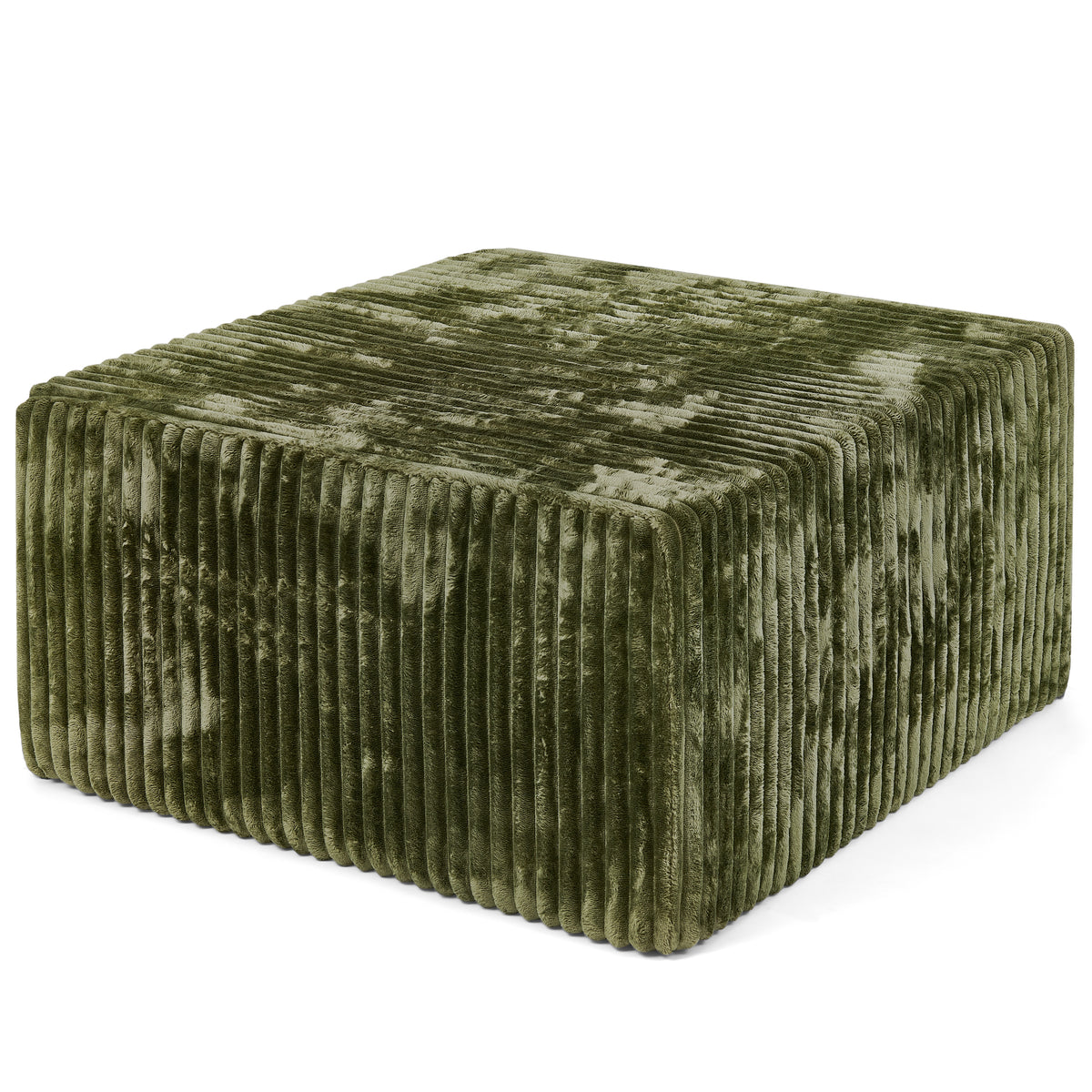 Square Striped Corduroy Modular Ottoman Cube, Upholstered Footstool