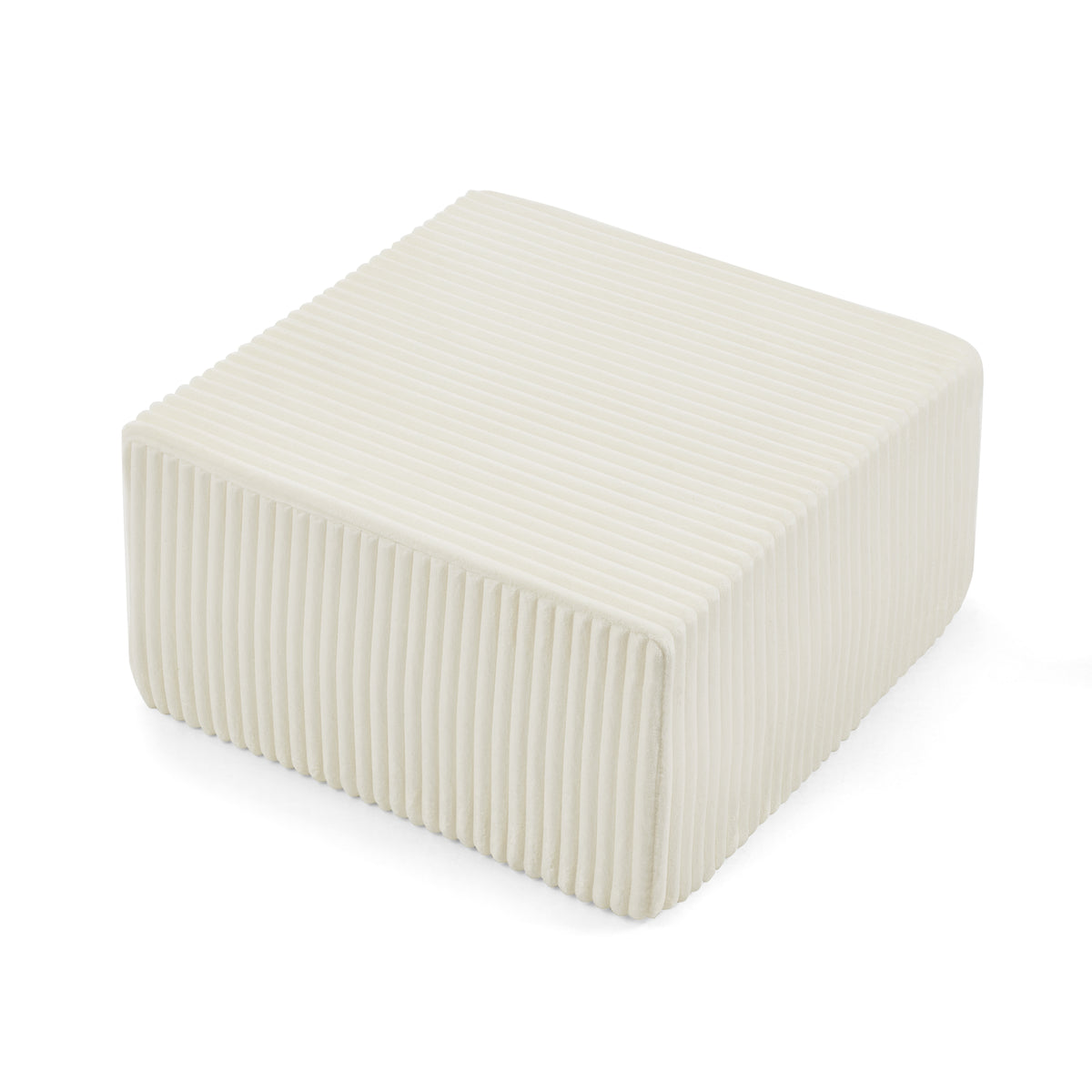 Square Striped Corduroy Modular Ottoman Cube, Upholstered Footstool