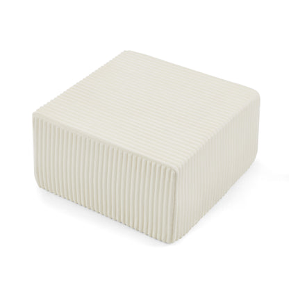 Square Striped Corduroy Modular Ottoman Cube, Upholstered Footstool