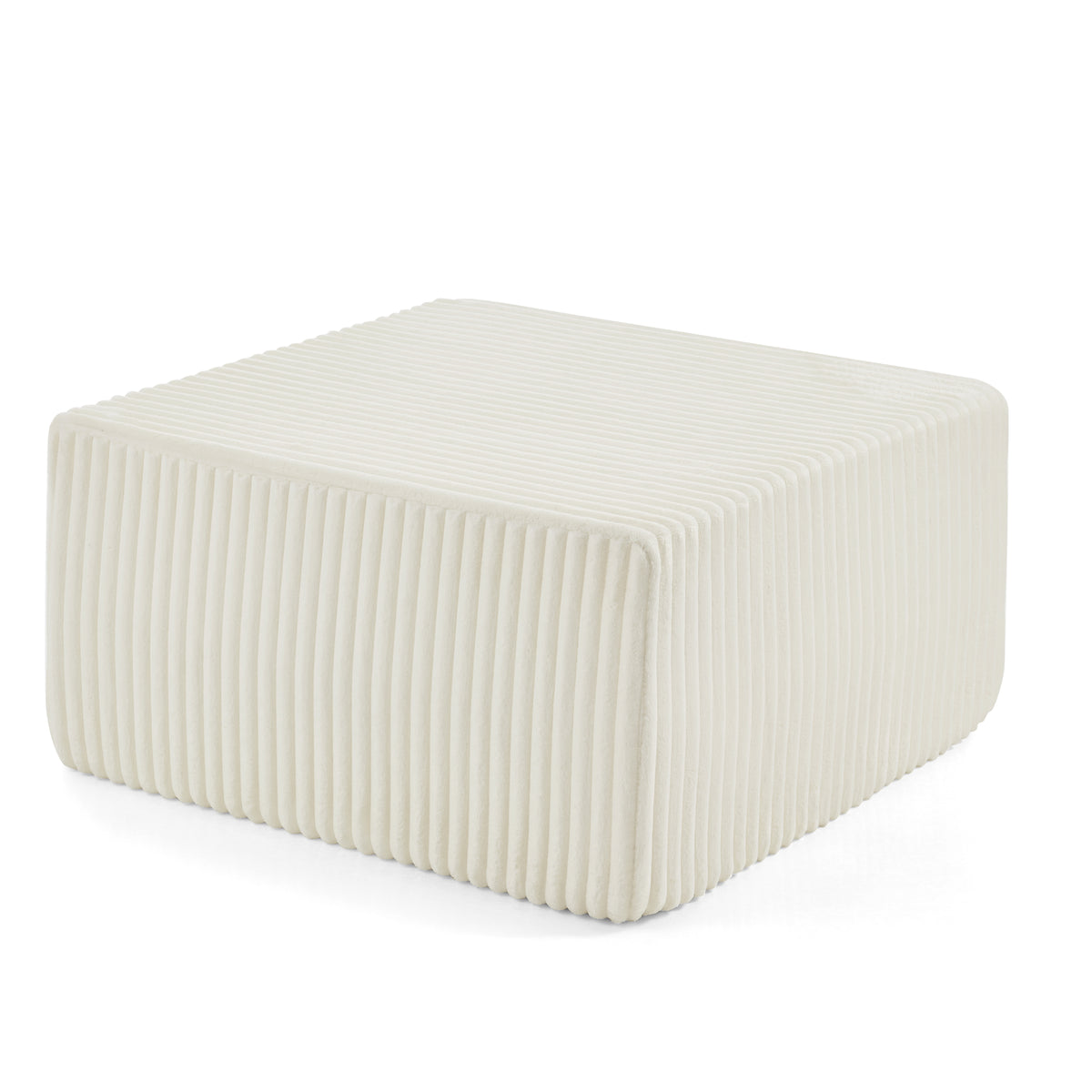 Square Striped Corduroy Modular Ottoman Cube, Upholstered Footstool
