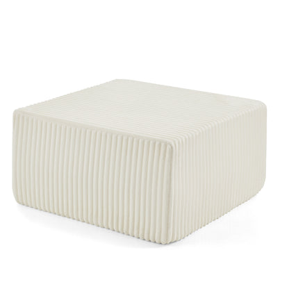 Square Striped Corduroy Modular Ottoman Cube, Upholstered Footstool