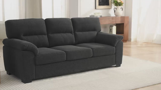 3-Seater Upholstered Sofa, Textured Fabric Couch