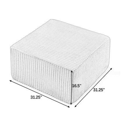 Square Striped Corduroy Modular Ottoman Cube, Upholstered Footstool