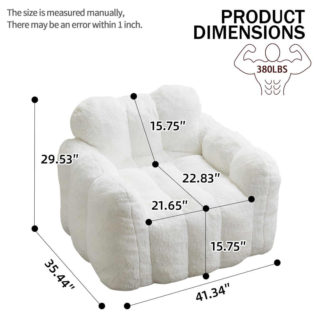 Adult Lotus Bean Bag Sofa, No Assembly, for Living Room & Bedroom