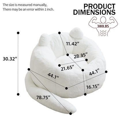 Cat-Shaped Adult Bean Bag Sofa, No Assembly, for Living Room & Bedroom